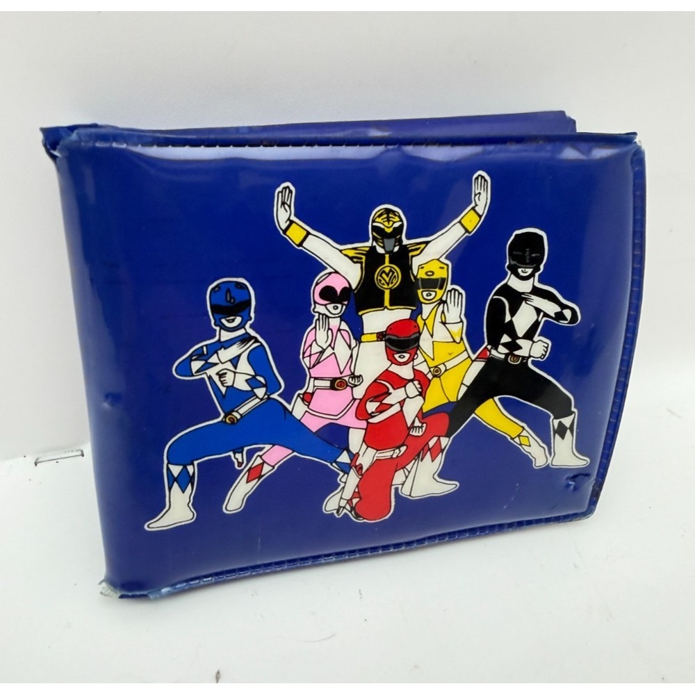 Vintage 1995 Mighty Morphin Power Rangers Blue Vinyl Bifold Wallet Saban - Picture 3 of 12